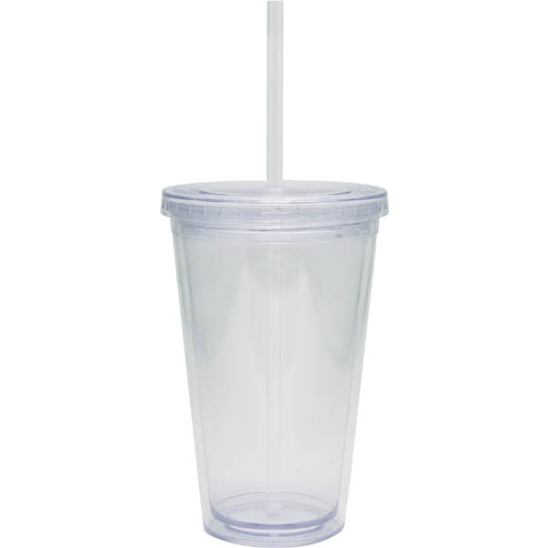 Acrylic Beverage Double Wall Tumbler, 16oz., BPA Free