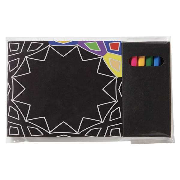 Black Cover Adult Coloring Book & 6 Color Pencil Set
