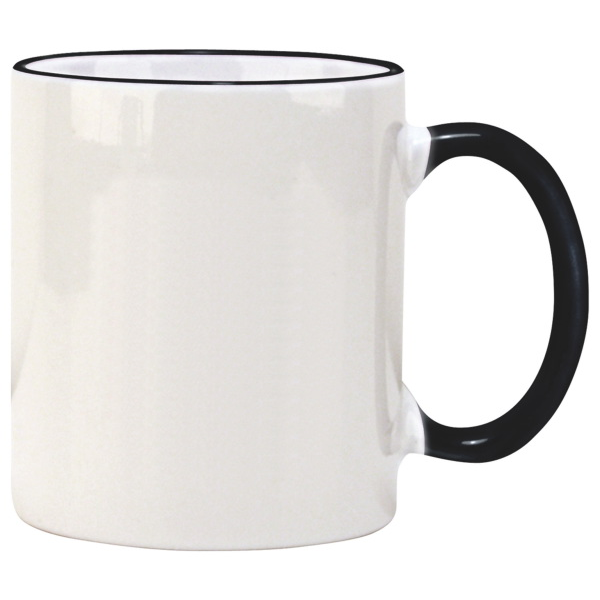 Color Accented Ceramic C Handle Mug, 11oz.