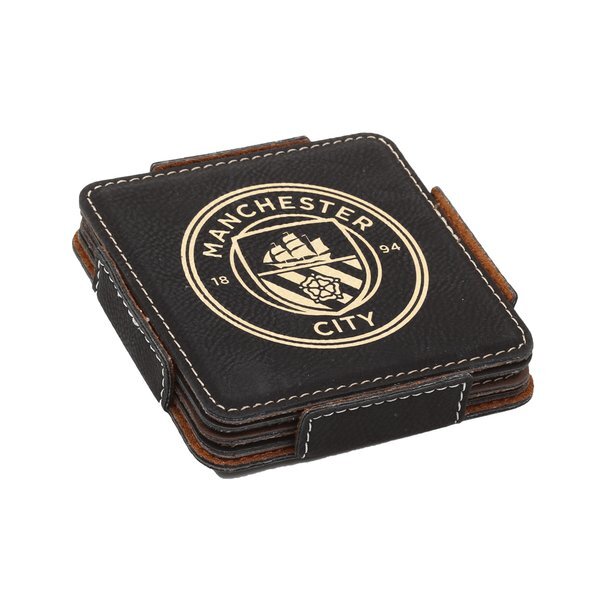 Leatherette Four Coaster Set