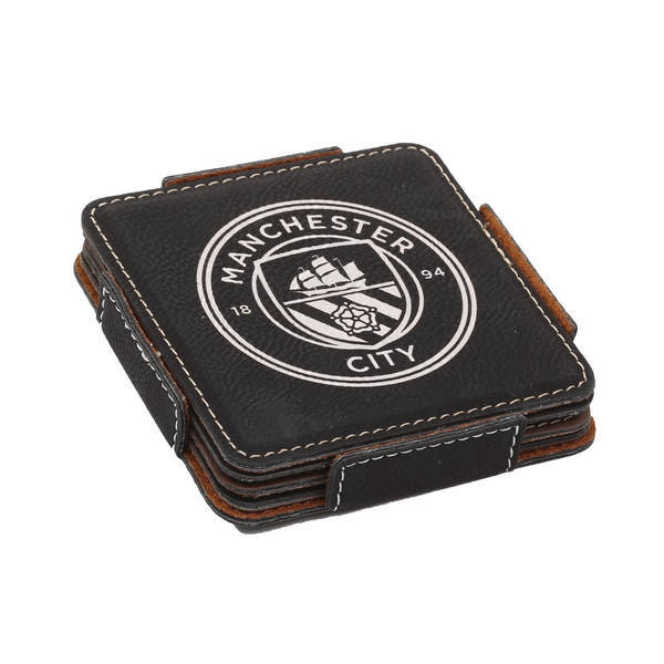 Leatherette Four Coaster Set