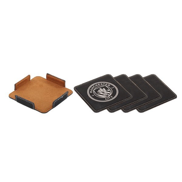 Leatherette Four Coaster Set