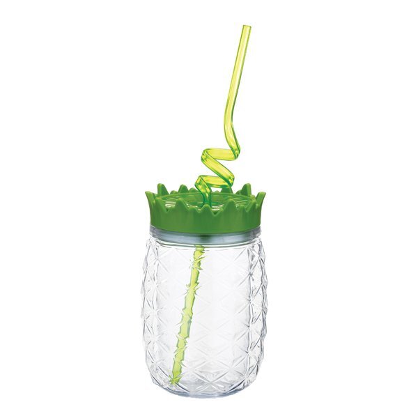 Pineapple Tumbler with Curly Straw, 16oz.