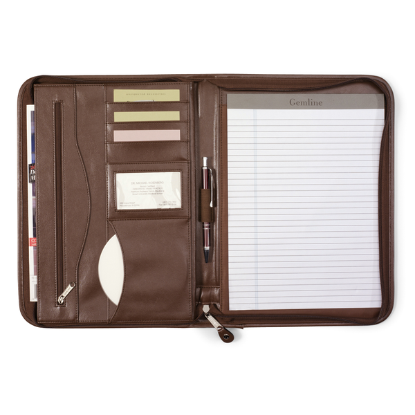 Deluxe Executive Vintage Leather Zippered Padfolio