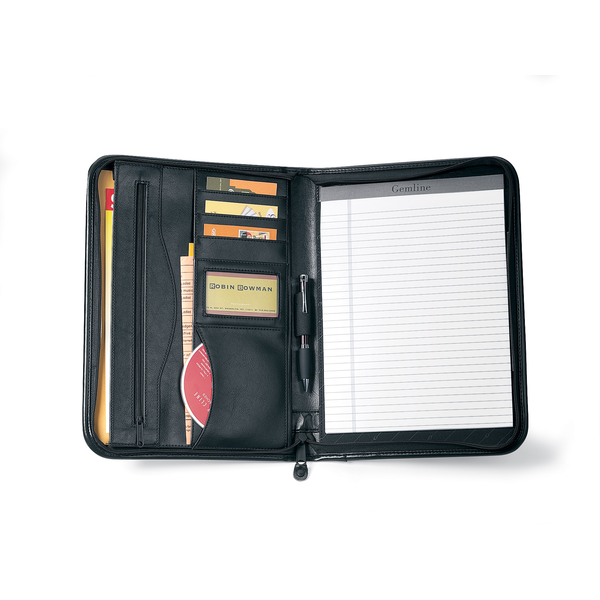 Deluxe Executive Vintage Leather Zippered Padfolio