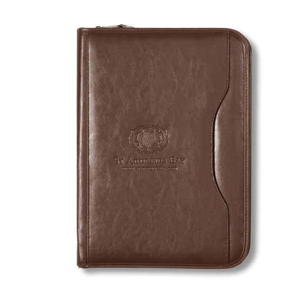 Deluxe Executive Vintage Leather Zippered Padfolio