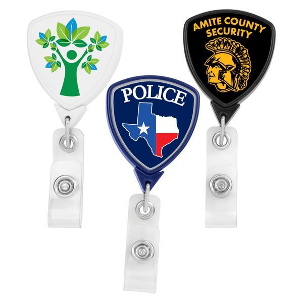 Shield Retractable Badge Reel, Bull Dog Clip