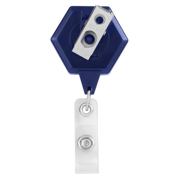 Jumbo Hexagon Retractable Badge Reel, Bull Dog Clip
