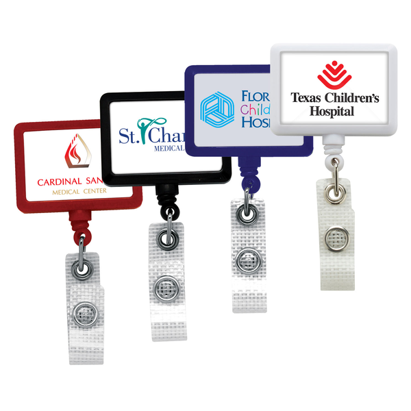 Jumbo Rectangle Retractable Badgeholder, Alligator Clip w/Antimicrobial Additive