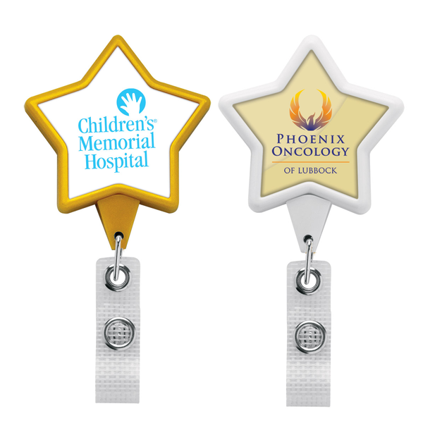 Jumbo Star Retractable Badgeholder, Alligator Clip w/Antimicrobial Additive