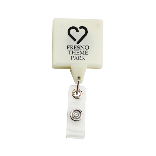 Glow in the Dark Jumbo Square Retractable Badge Holder, Alligator Clip