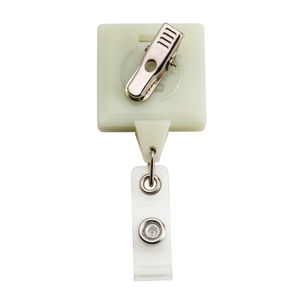 Glow in the Dark Jumbo Square Retractable Badge Holder, Alligator Clip