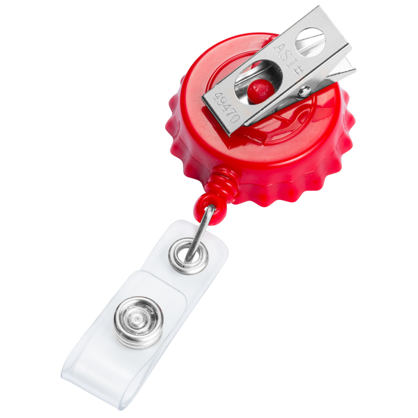 Bottle Cap Retractable Badge Reel, Bull Dog Clip