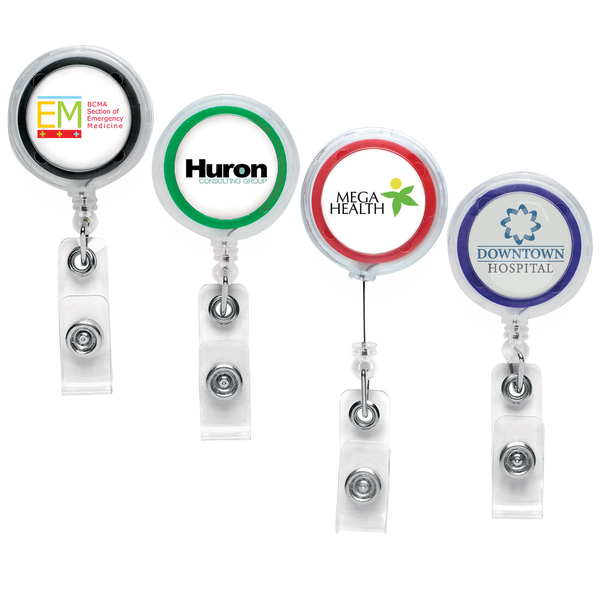 Jumbo See-Thru Rectractable Badge Reel, Alligator Clip