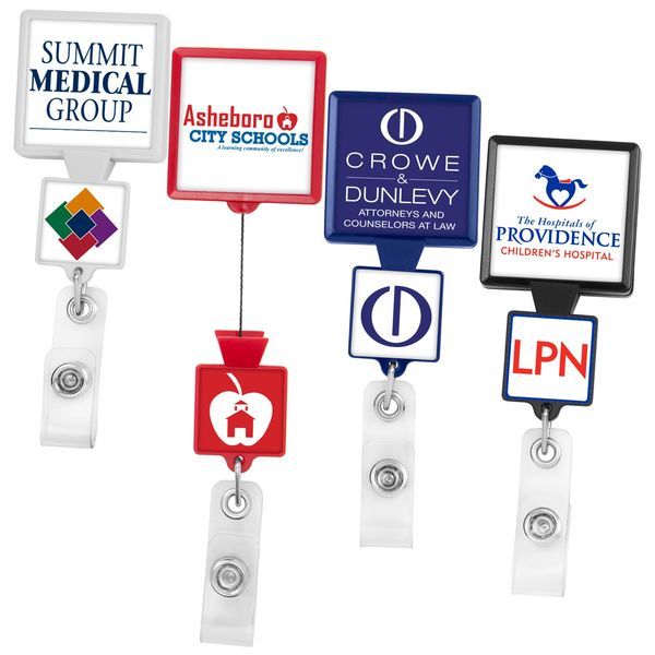 Double Up Square Rectactable Badge Reel, Bull Dog Clip