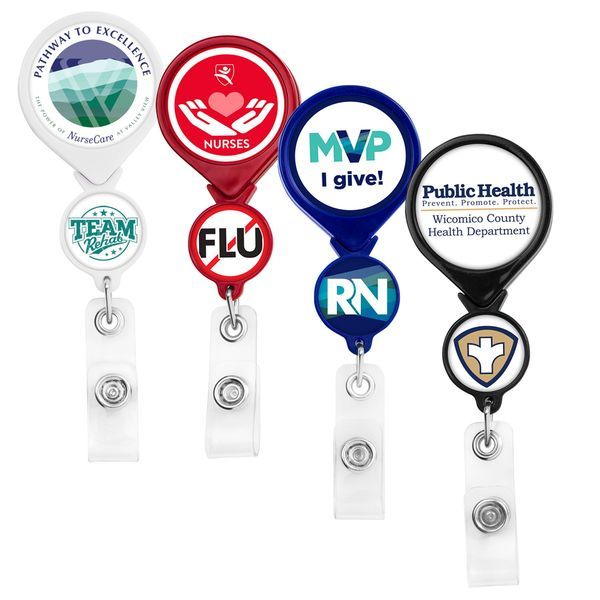 Double Up Round Rectactable Badge Reel, Bull Dog Clip