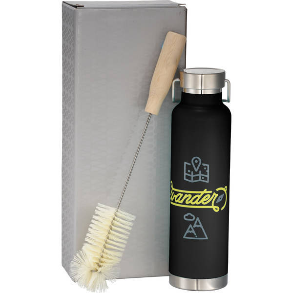 Thor Copper Vacuum Insulated Bottle & Bottle Brush Gift Set, 22oz.