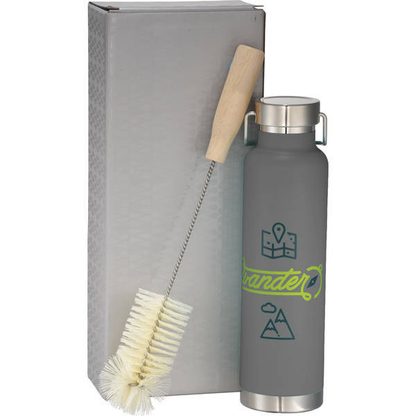 Thor Copper Vacuum Insulated Bottle & Bottle Brush Gift Set, 22oz.