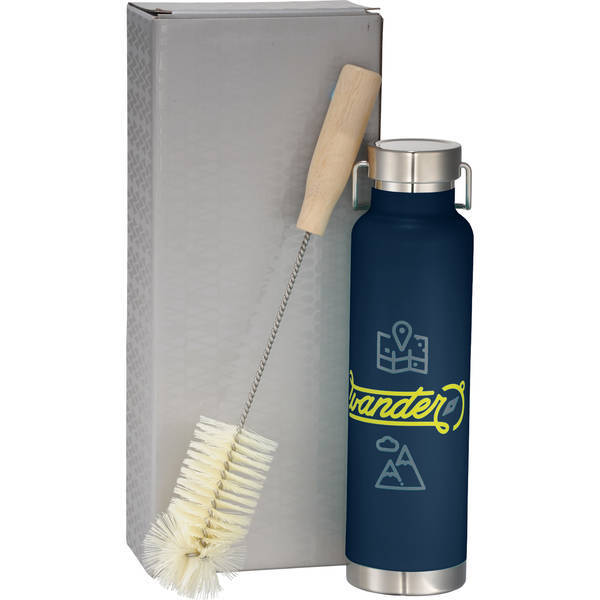 Thor Copper Vacuum Insulated Bottle & Bottle Brush Gift Set, 22oz.