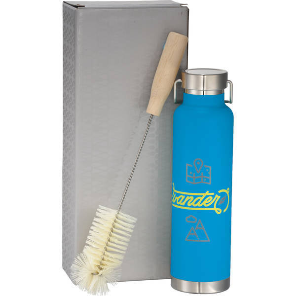 Thor Copper Vacuum Insulated Bottle & Bottle Brush Gift Set, 22oz.