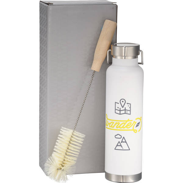 Thor Copper Vacuum Insulated Bottle & Bottle Brush Gift Set, 22oz.