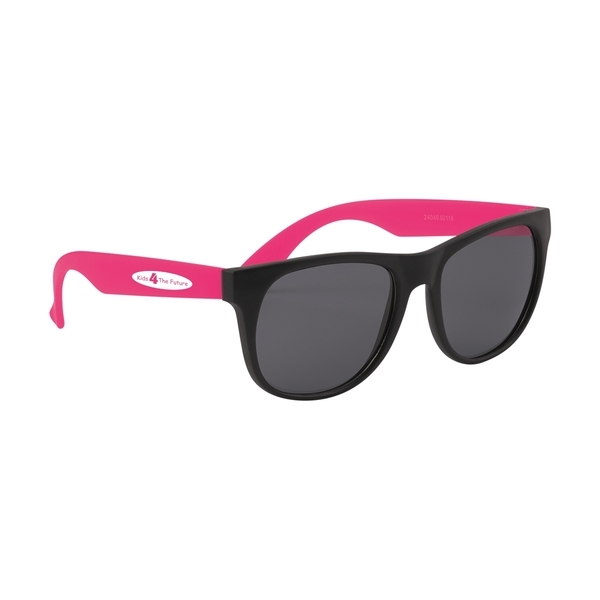 Youth Sized Vibrant Trim Rubberized Sunglasses