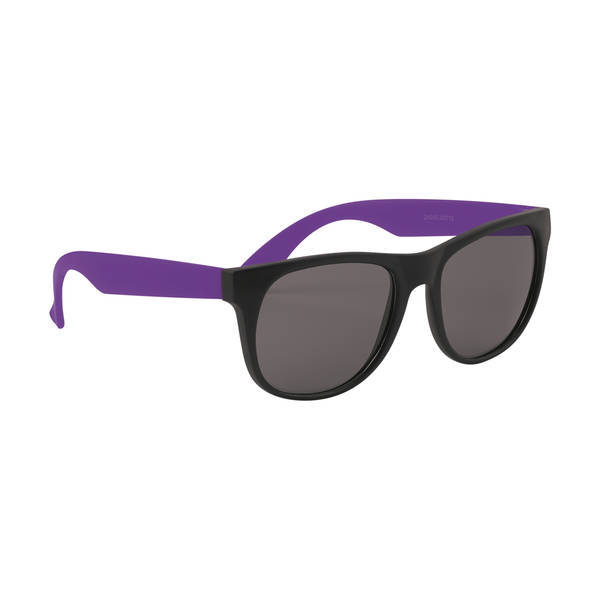 Youth Sized Vibrant Trim Rubberized Sunglasses