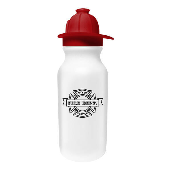 Fireman Helmet Sport Bottle w/Push 'n Pull Cap, 20oz.