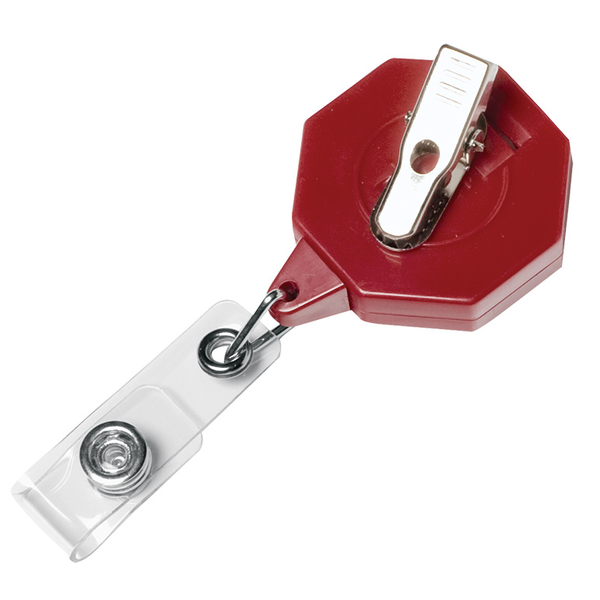 Jumbo Octagon Retractable Badgeholder, Aligator Clip