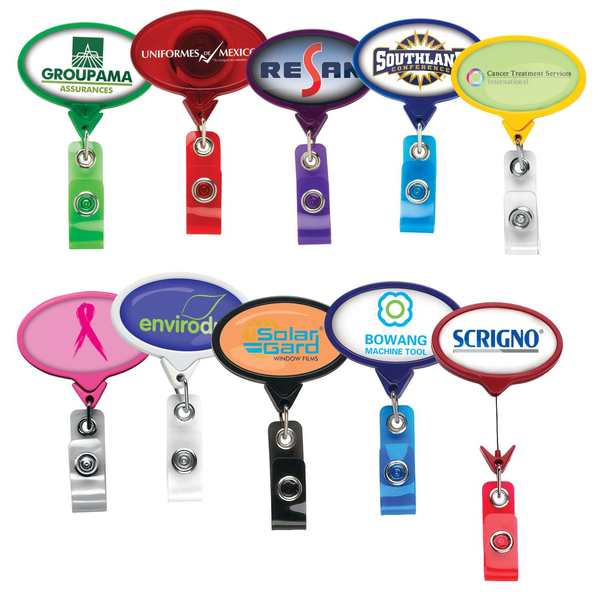 Jumbo Oval Retractable Badgeholder, Alligator Clip