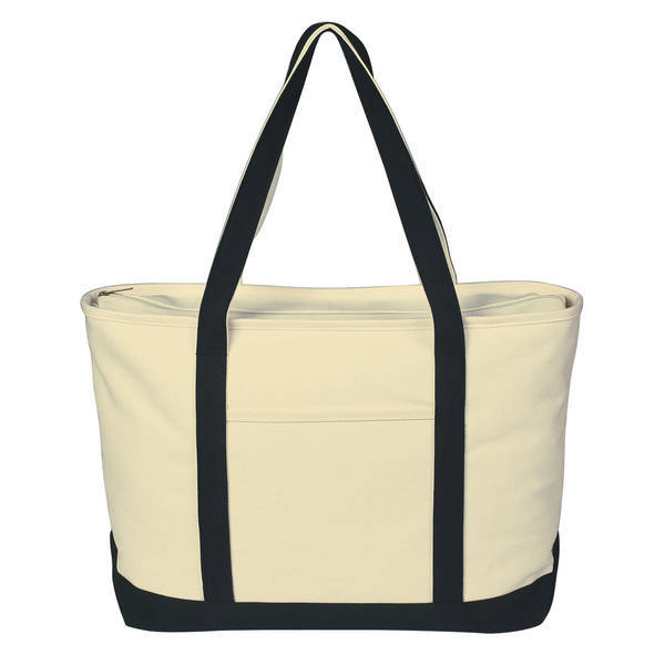 Large Heavy Cotton Canvas Zippered Boat Tote