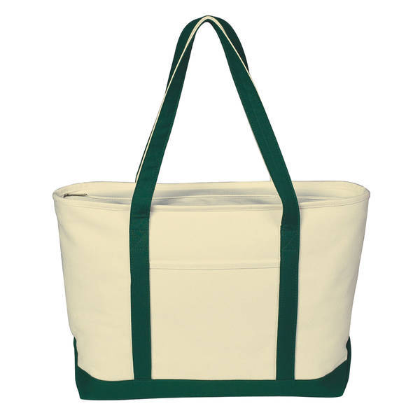 Large Heavy Cotton Canvas Zippered Boat Tote