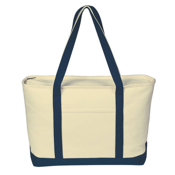 Large Heavy Cotton Canvas Zippered Boat Tote