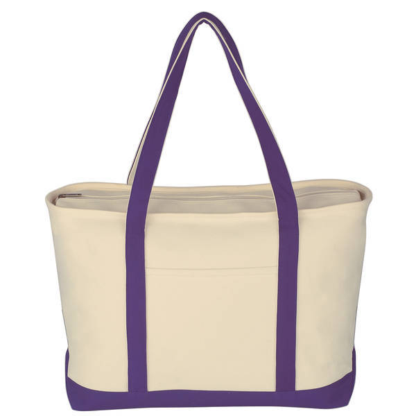 Large Heavy Cotton Canvas Zippered Boat Tote