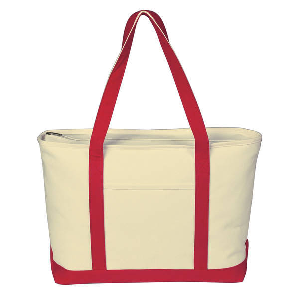 Large Heavy Cotton Canvas Zippered Boat Tote