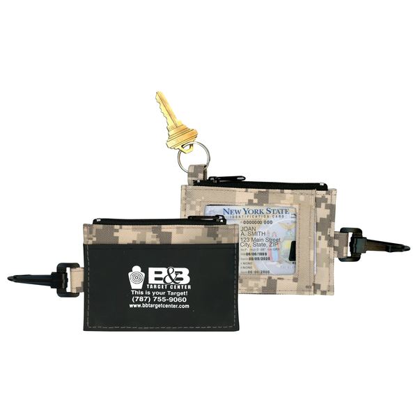 Digital Camo ID Clip with Secure Zip Pocket