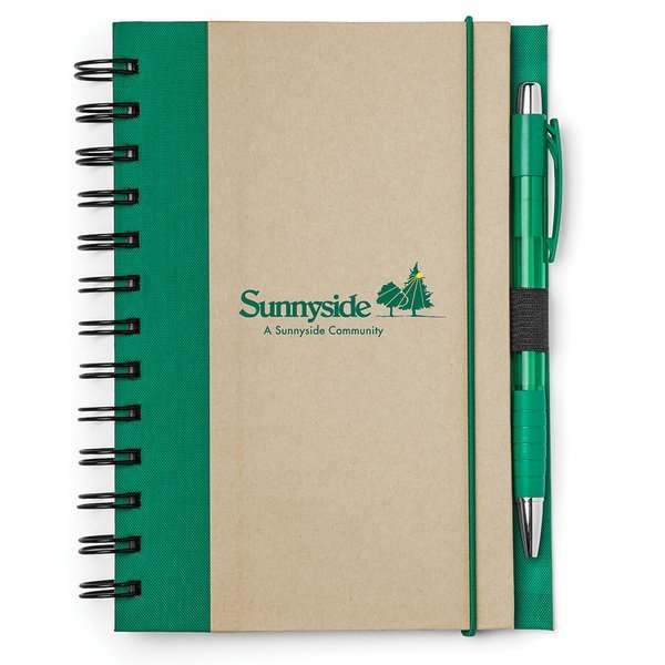 Recycled Color Spine Spiral Notebook & Pen Set, 5-1/2" x 7"