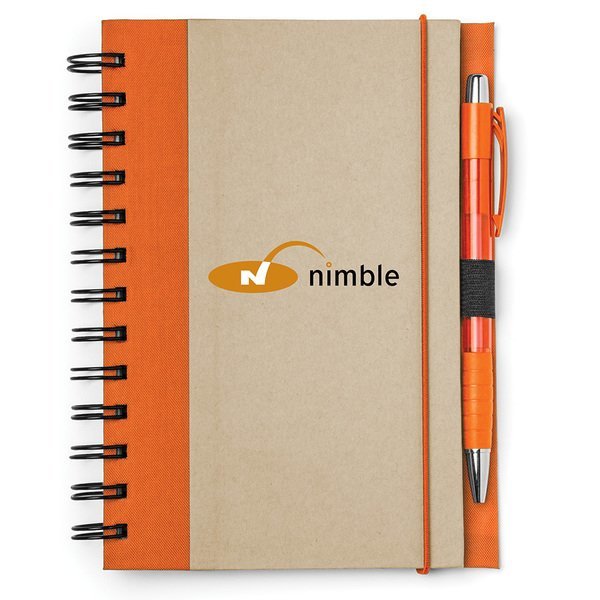 Recycled Color Spine Spiral Notebook & Pen Set, 5-1/2" x 7"