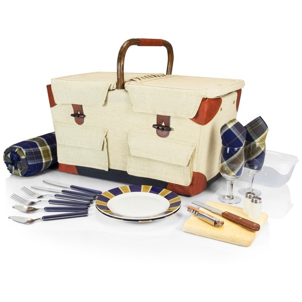 Pioneer Picnic Basket Set - Navy Plaid