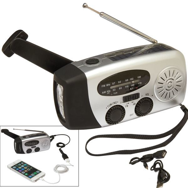Dynamo Solar AM-FM Radio Flashlight w/ USB Port