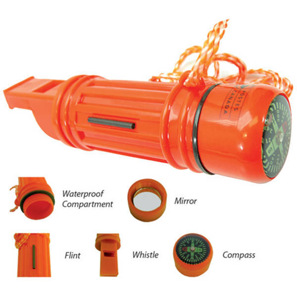 Five-In-One Survival Whistle & Compass