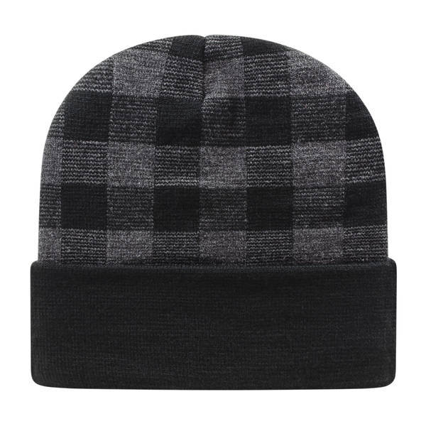 Buffalo Plaid Knit Cap with Cuff