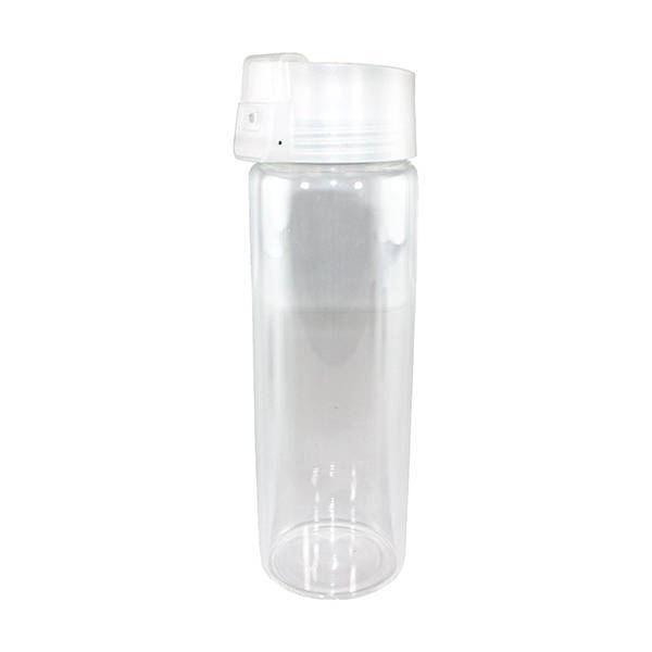 Durable Clear Glass Water Bottle w/ Flip Top Lid, 20oz., Full Color Imprint