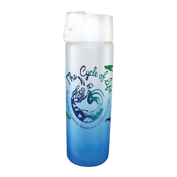 Halcyon Ombre Frosted Glass Bottle w/ Flip Top Lid, 20oz., Full Color Imprint