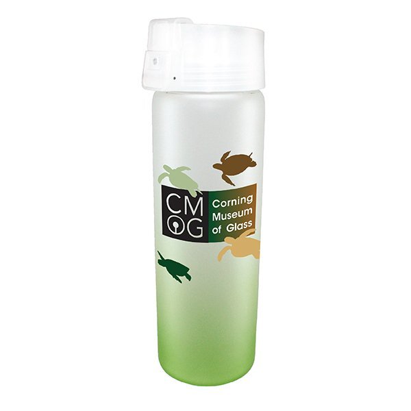 Halcyon Ombre Frosted Glass Bottle w/ Flip Top Lid, 20oz., Full Color Imprint