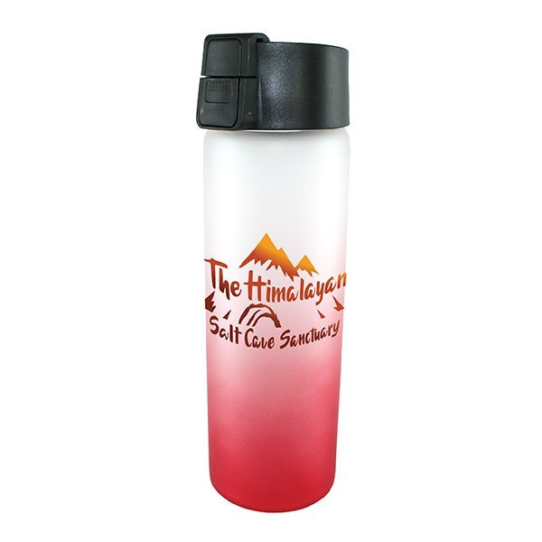 Halcyon Ombre Frosted Glass Bottle w/ Flip Top Lid, 20oz., Full Color Imprint