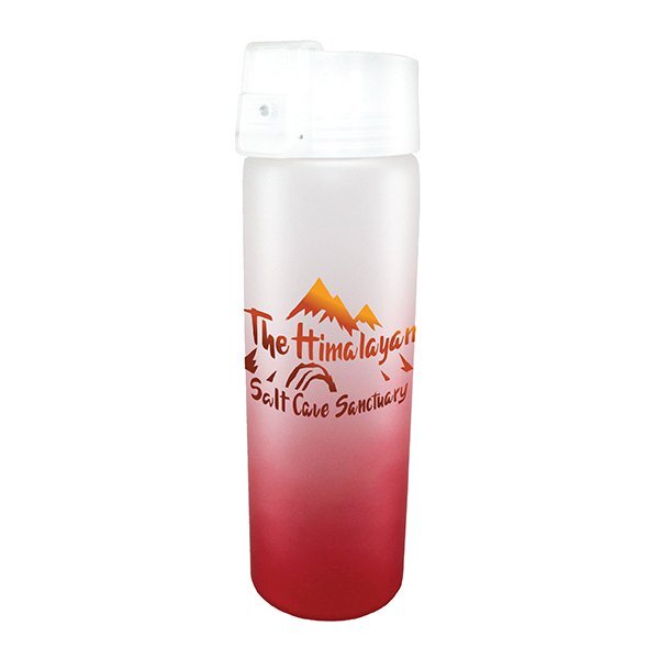 Halcyon Ombre Frosted Glass Bottle w/ Flip Top Lid, 20oz., Full Color Imprint