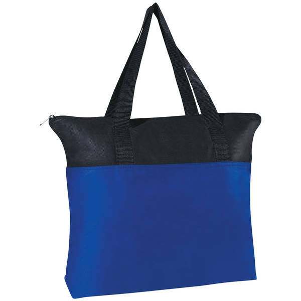 Black Trim Zippered Non-Woven Tote Bag