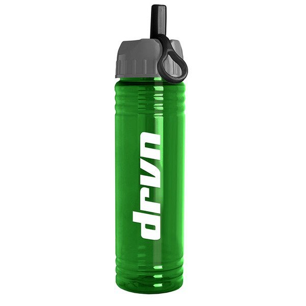 Slim Fit Water Bottle with Ring Straw Lid, 24oz.