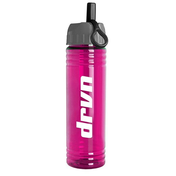 Slim Fit Water Bottle with Ring Straw Lid, 24oz.